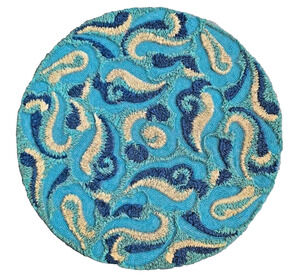 KIM SEYBERT BLUE GLASS BEADED PLACEMAT 15" ROUND HANDMADE INDIA NEW $175